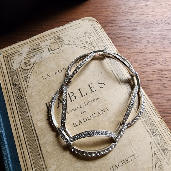 Monet silver plate bracelet with clear rhinestones - Picture 2 of 9